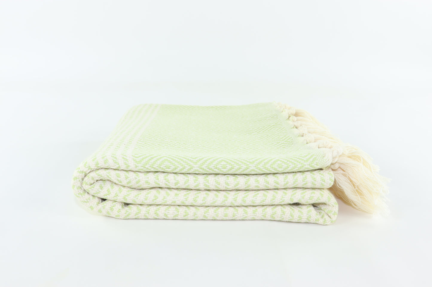 Premium Turkish Striped Diamond Towel Peshtemal Fouta (Pistachio Green)