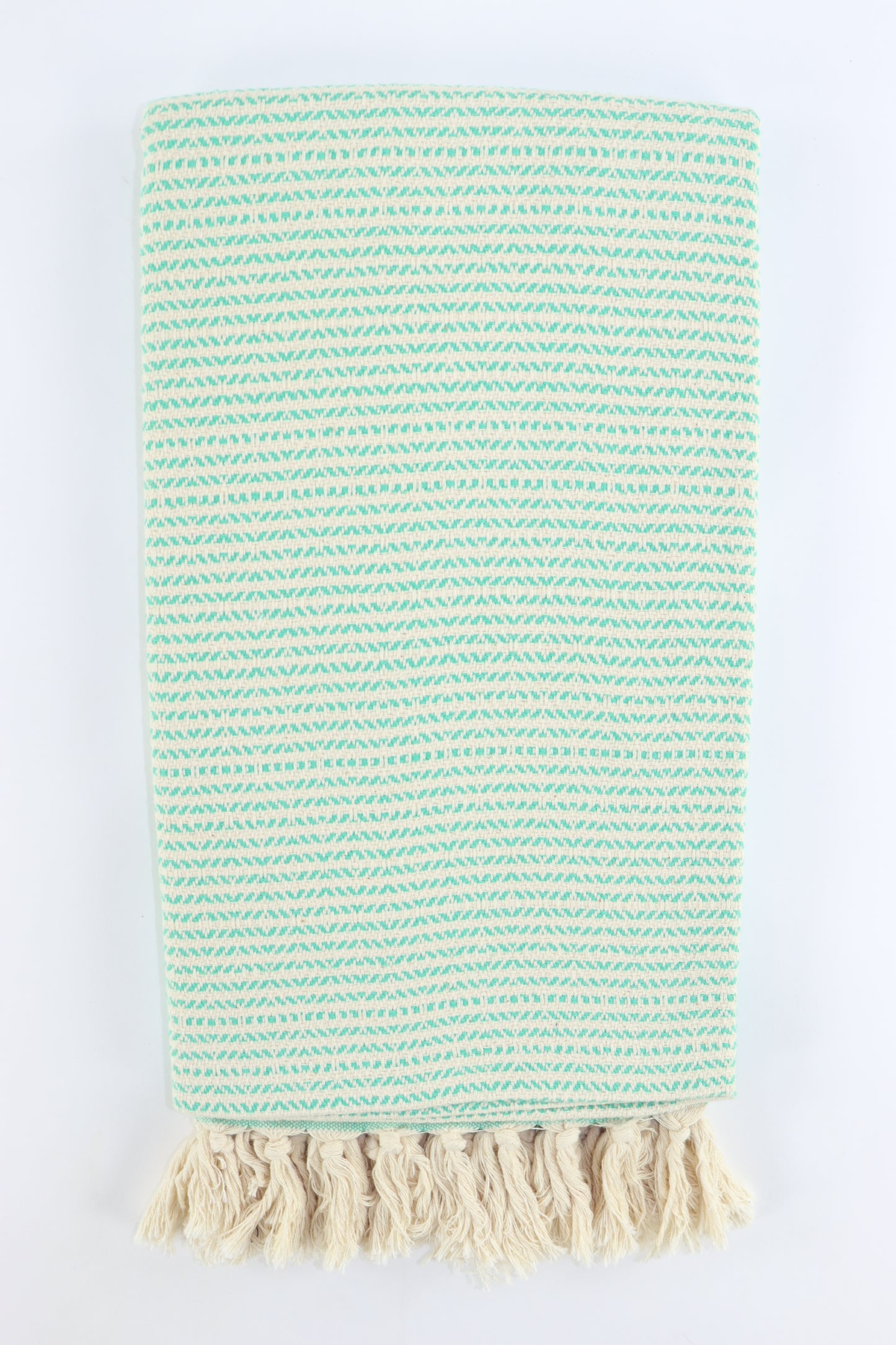 Premium Turkish Striped Diamond Towel Peshtemal Fouta (Seafoam Green)