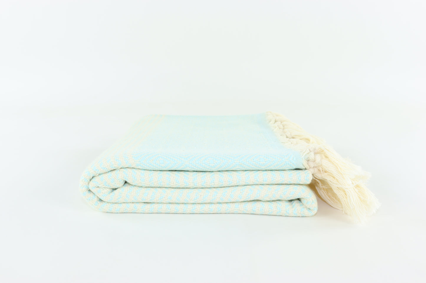Premium Turkish Striped Diamond Towel Peshtemal Fouta (Ice Mint)