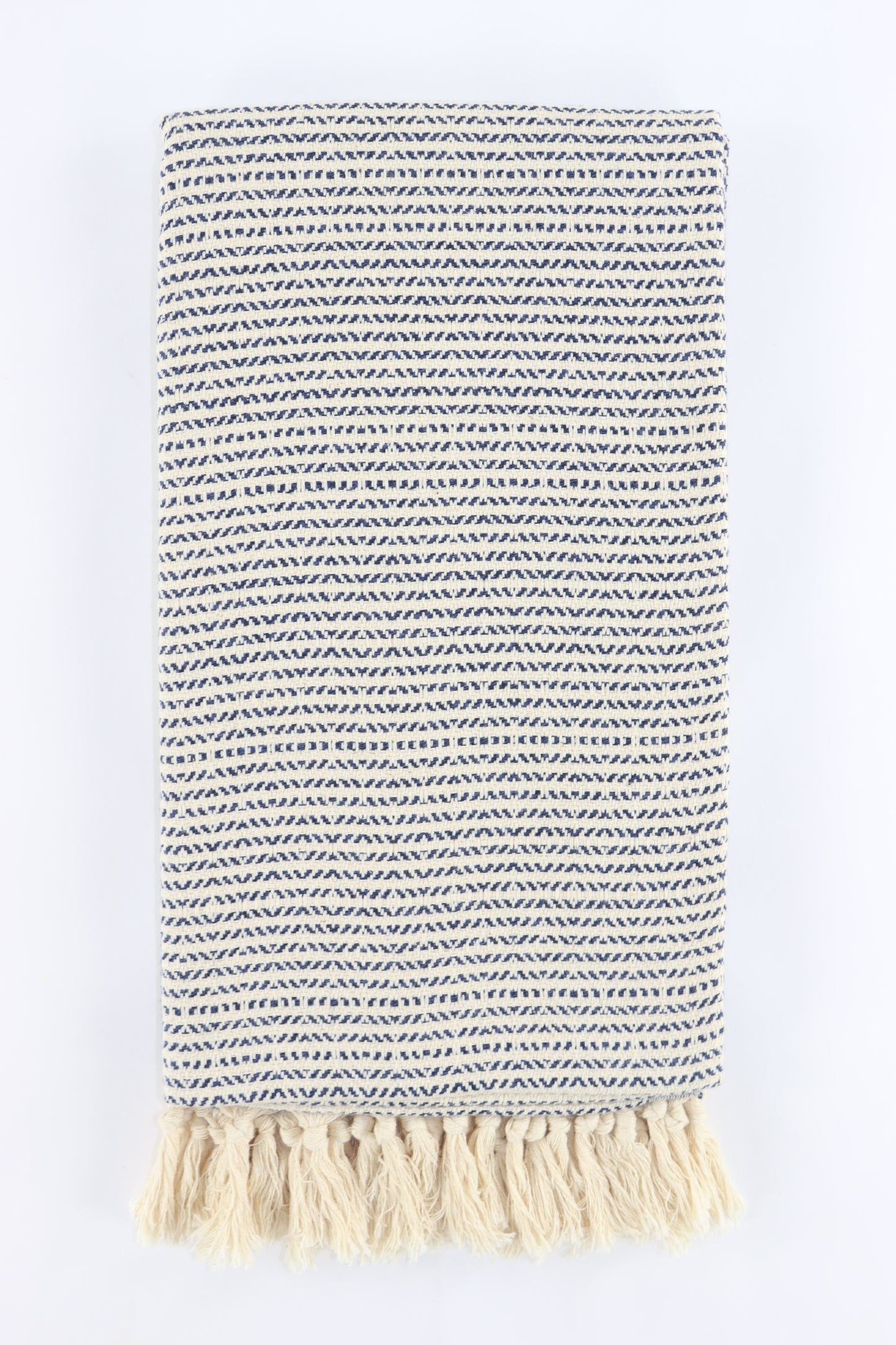 Premium Turkish Striped Diamond Towel Peshtemal Fouta (Dark Navy Blue)