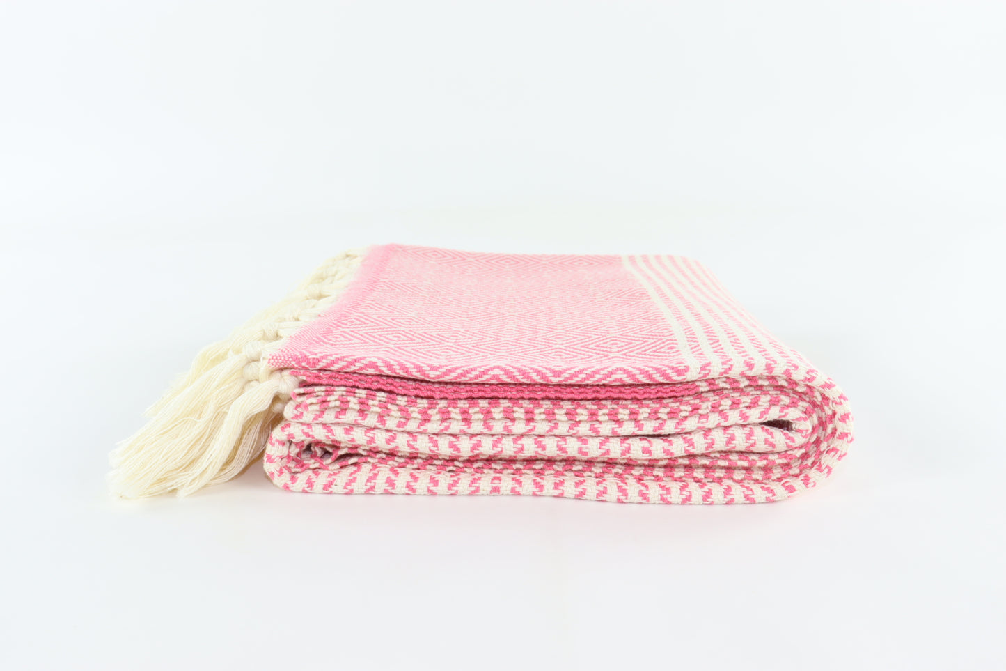 Premium Turkish Striped Diamond Towel Peshtemal Fouta (Pink)
