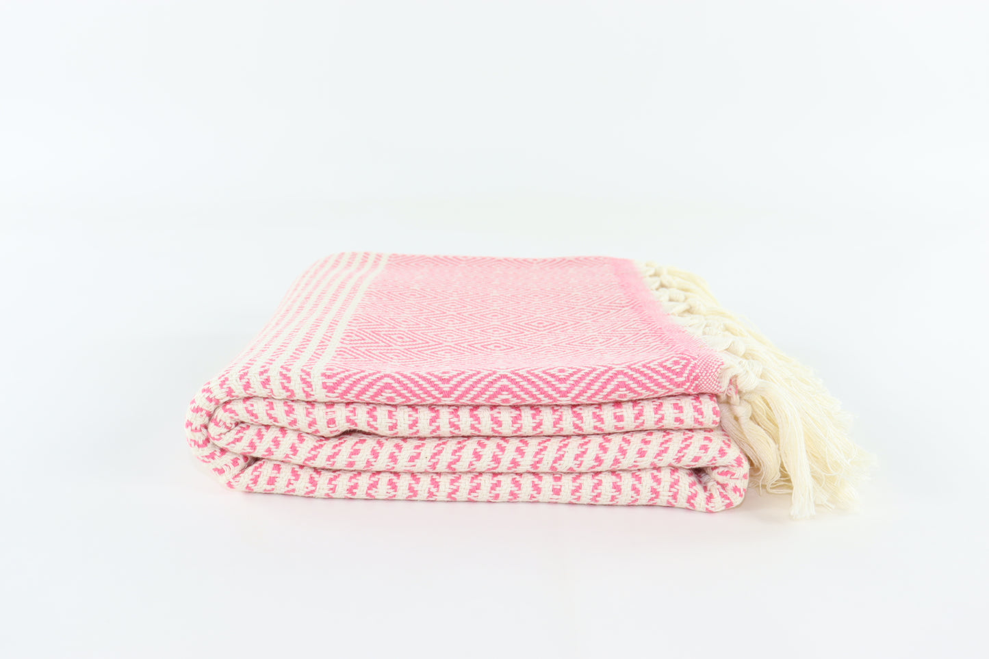 Premium Turkish Striped Diamond Towel Peshtemal Fouta (Pink)