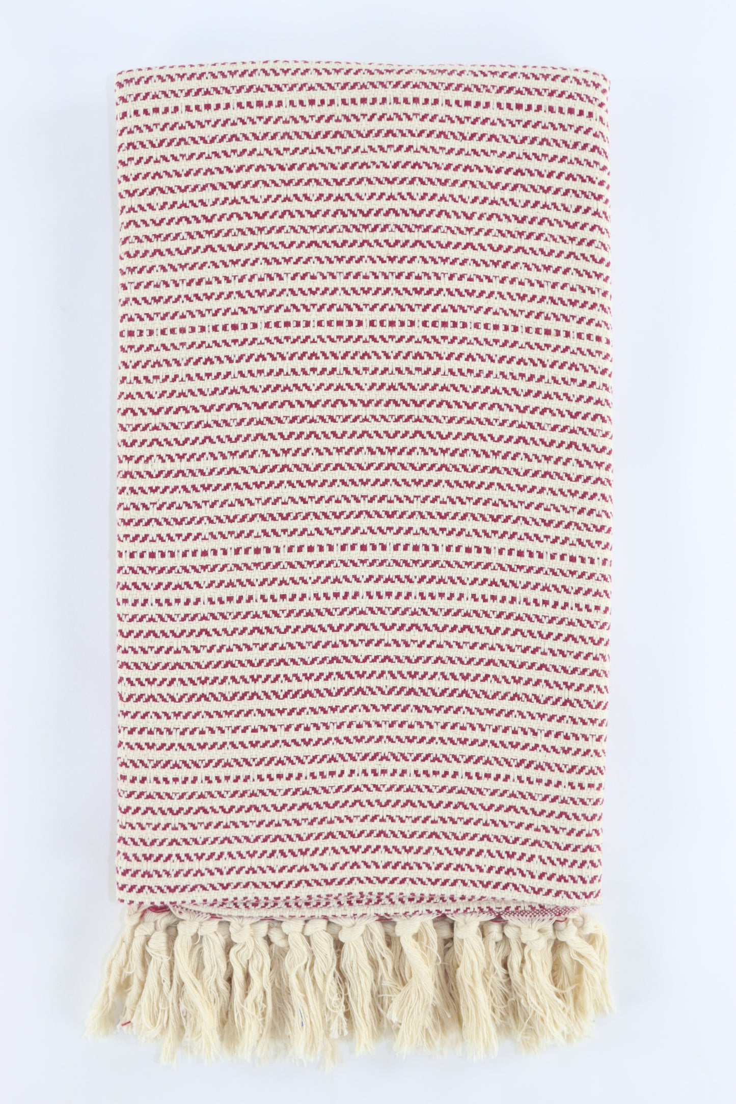 Premium Turkish Striped Diamond Towel Peshtemal Fouta (Burgundy)