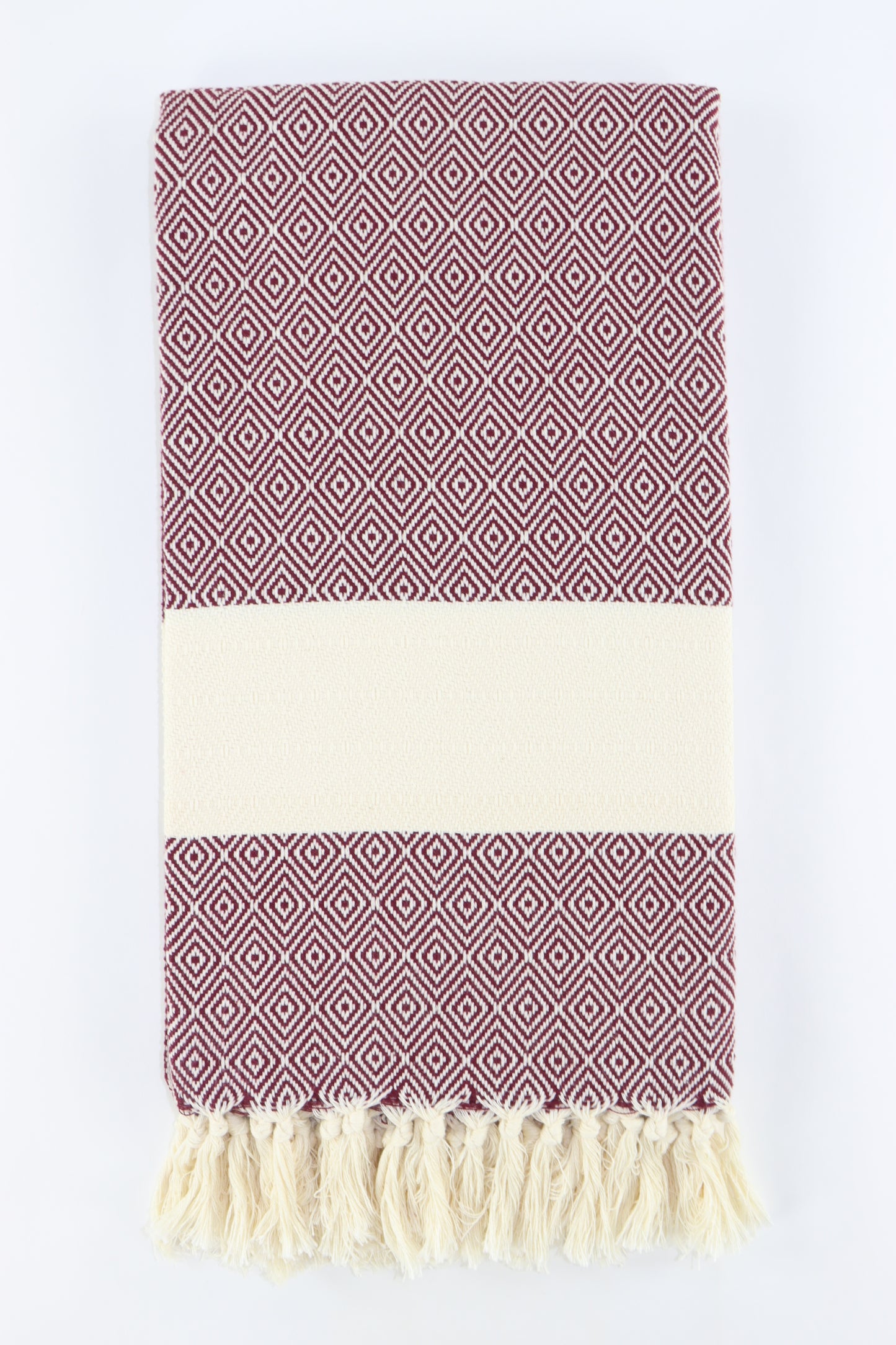 Premium Turkish Diamond Towel Peshtemal Fouta (Burgundy)