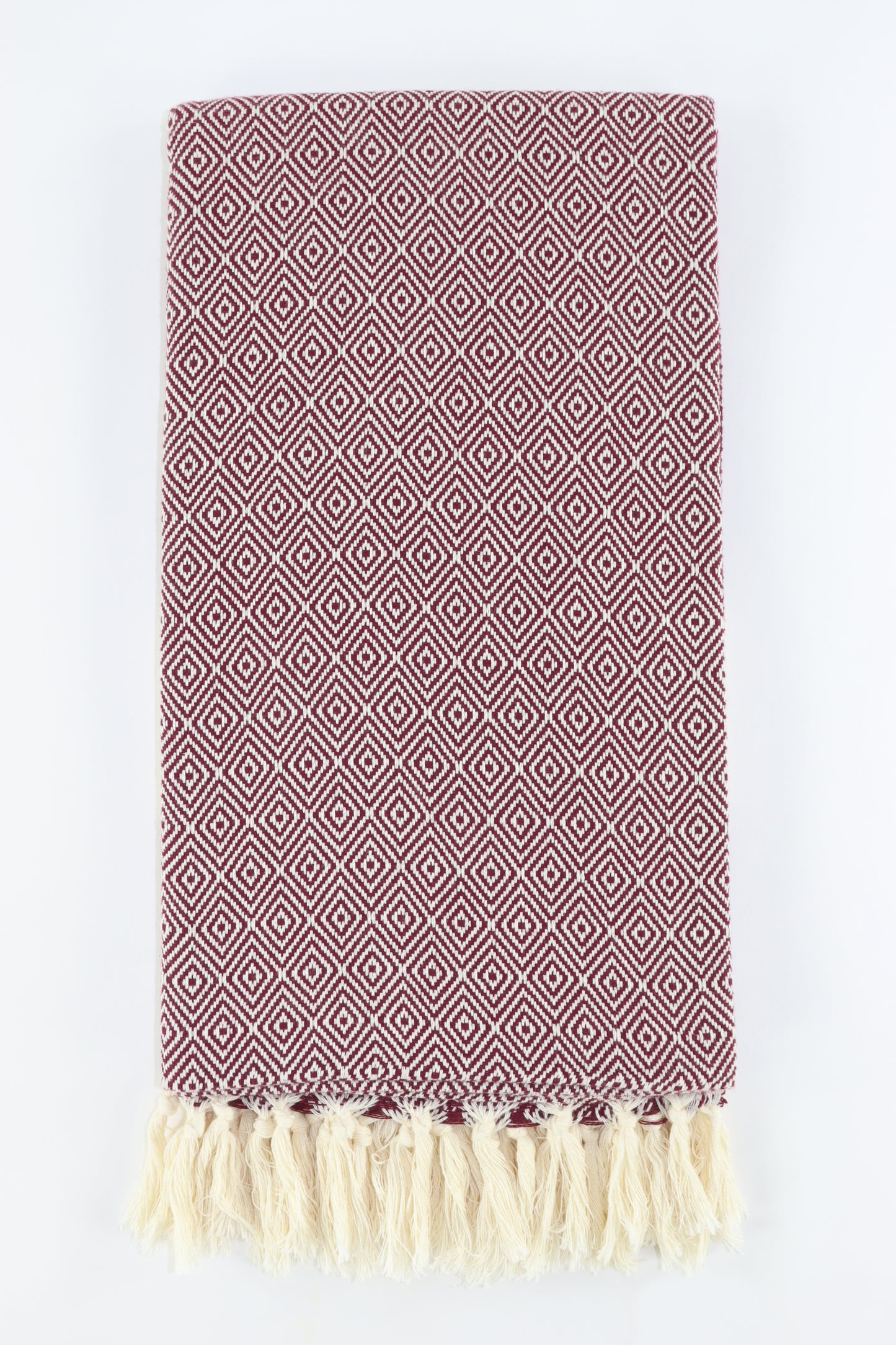 Premium Turkish Diamond Towel Peshtemal Fouta (Burgundy)