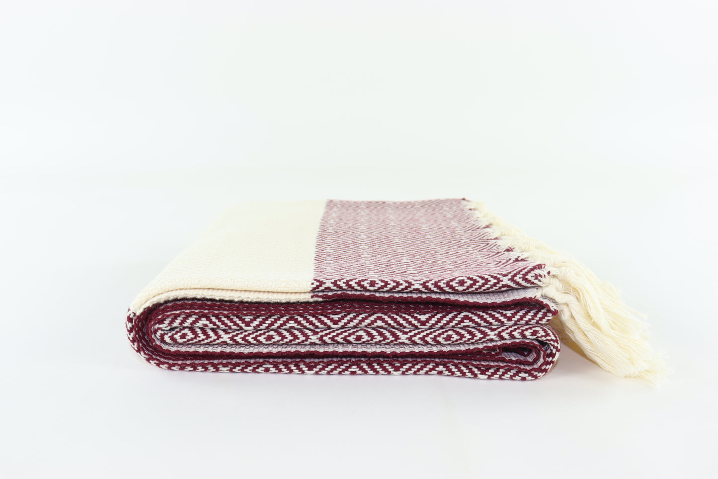 Premium Turkish Diamond Towel Peshtemal Fouta (Burgundy)