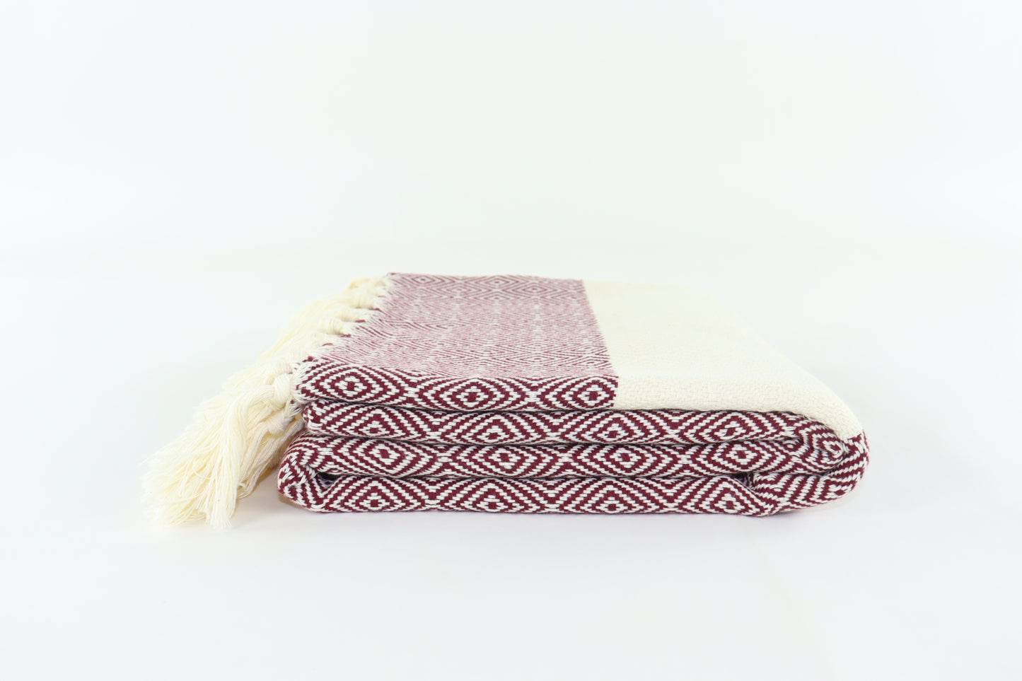 Premium Turkish Diamond Towel Peshtemal Fouta (Burgundy)