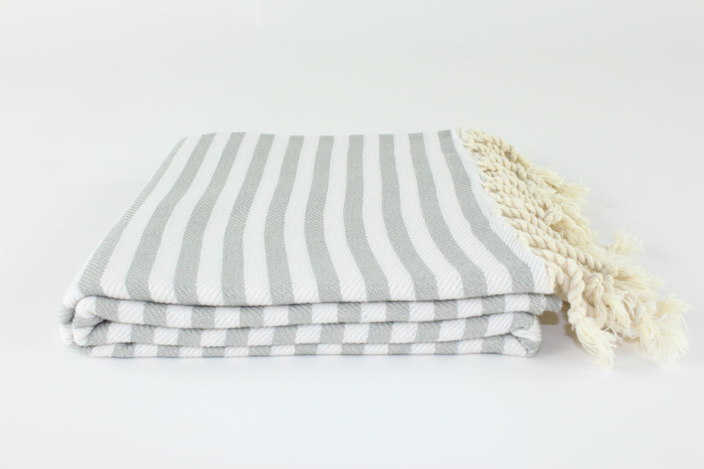 Premium Turkish Full Striped Towel Peshtemal Fouta (Light Gray)