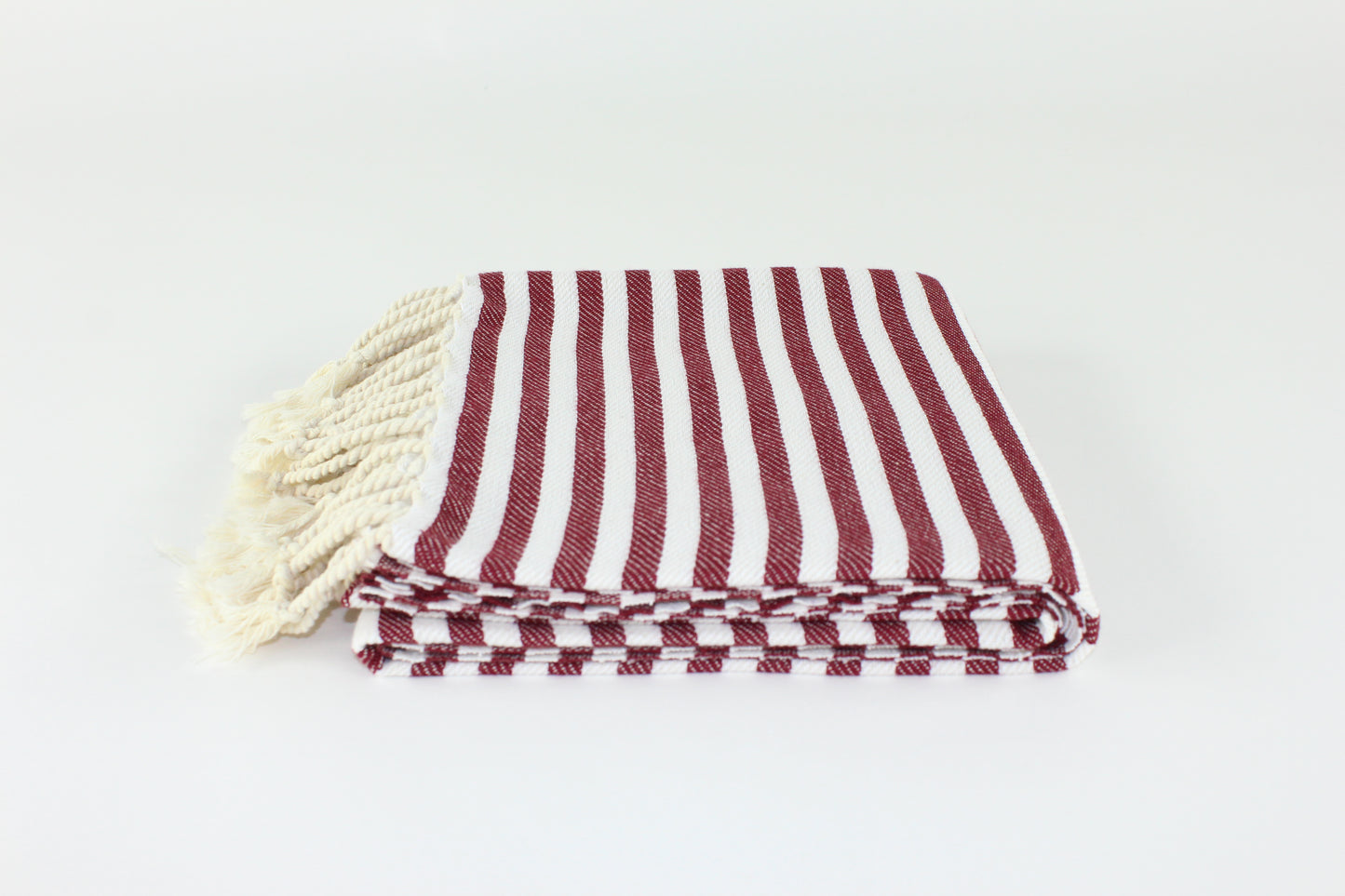 Premium Turkish Full Striped Towel Peshtemal Fouta (Burgundy)