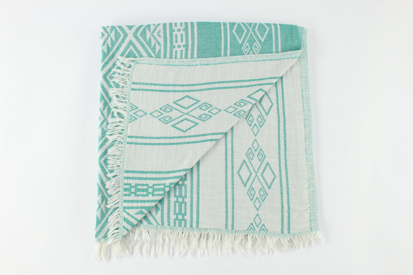 Premium Turkish Double Layer Kilim Towel Peshtemal Fouta (Green)