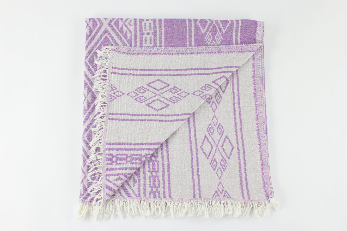 Premium Turkish Double Layer Kilim Towel Peshtemal Fouta (Lilac)