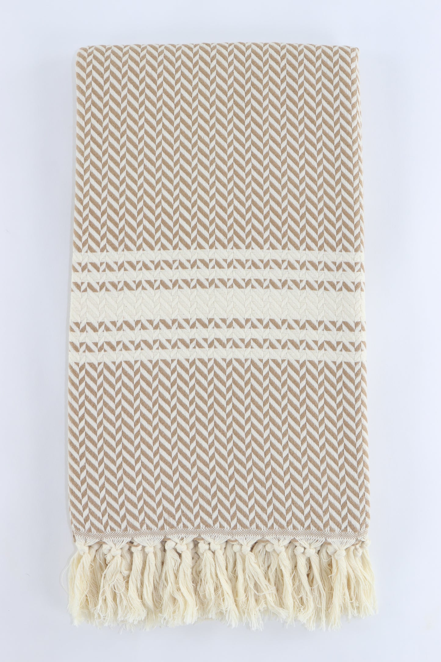 Premium Turkish Herringbone Towel Peshtemal Fouta (Light Brown)