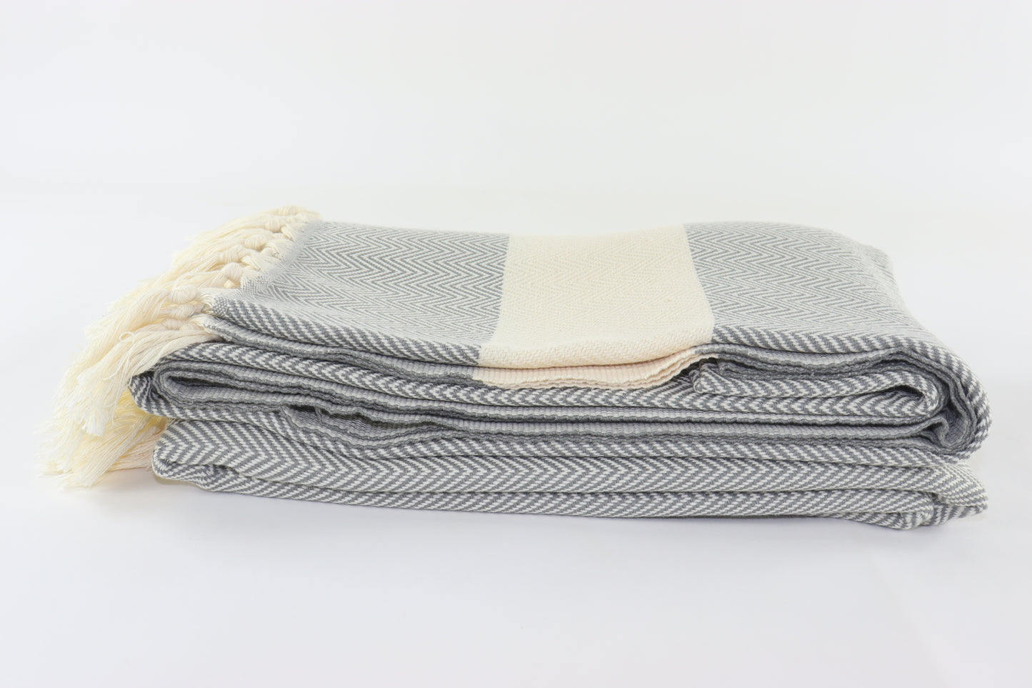 Premium Turkish Herringbone Blanket Throw (Gray)