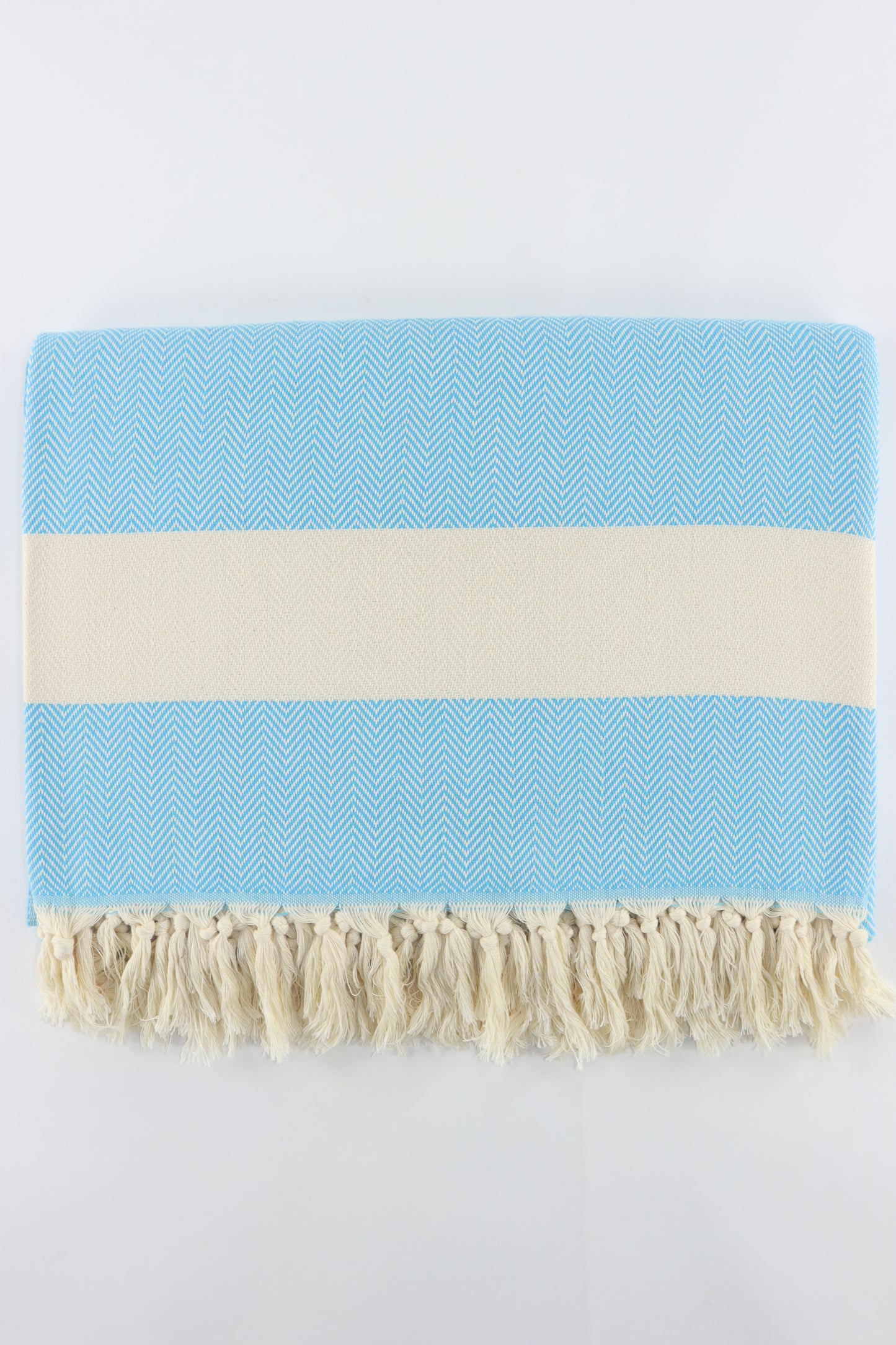 Premium Turkish Herringbone Blanket Throw (Turquoise Blue)
