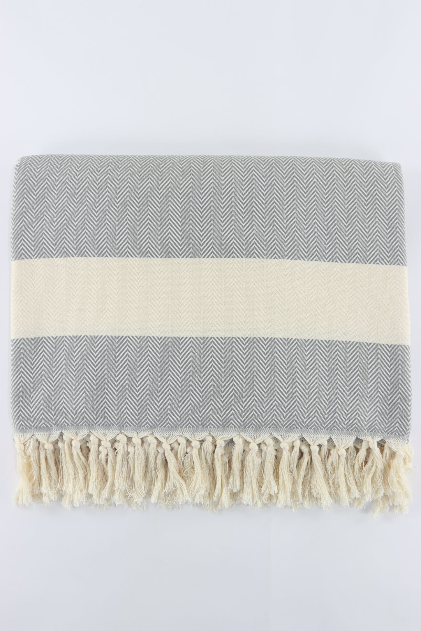 Premium Turkish Herringbone Blanket Throw (Gray)