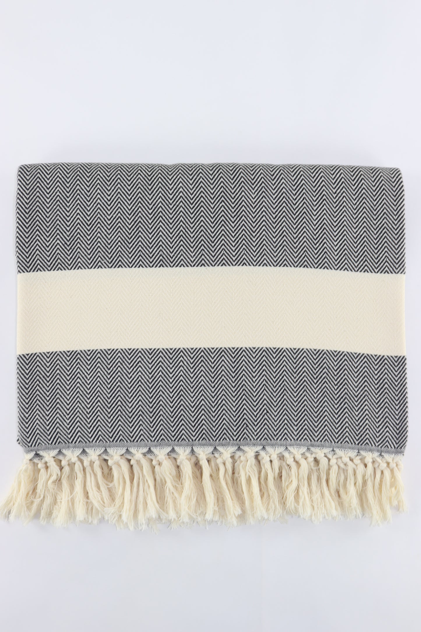Premium Turkish Herringbone Blanket Throw (Black)