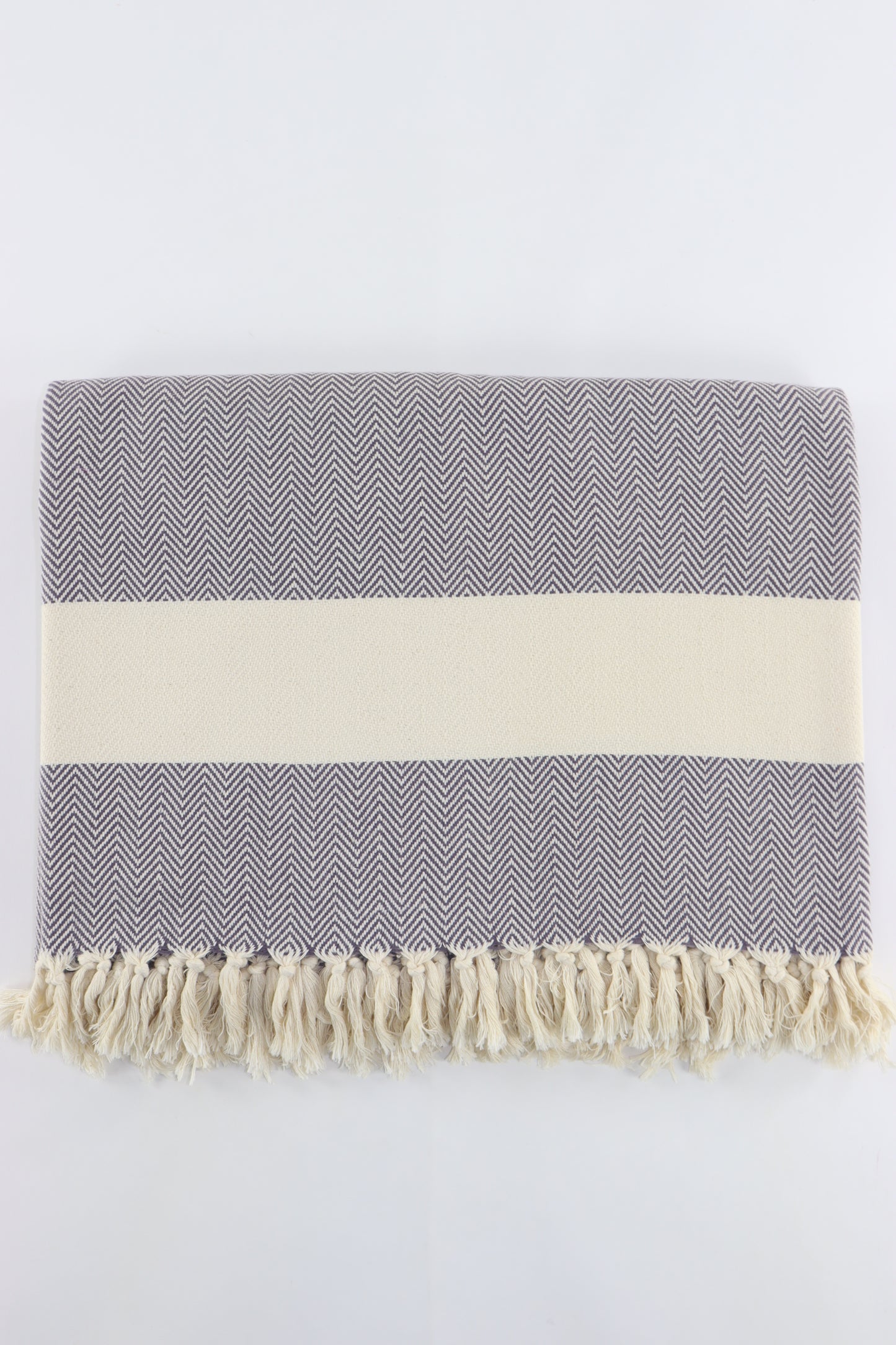 Premium Turkish Herringbone Blanket Throw (Dark Gray)