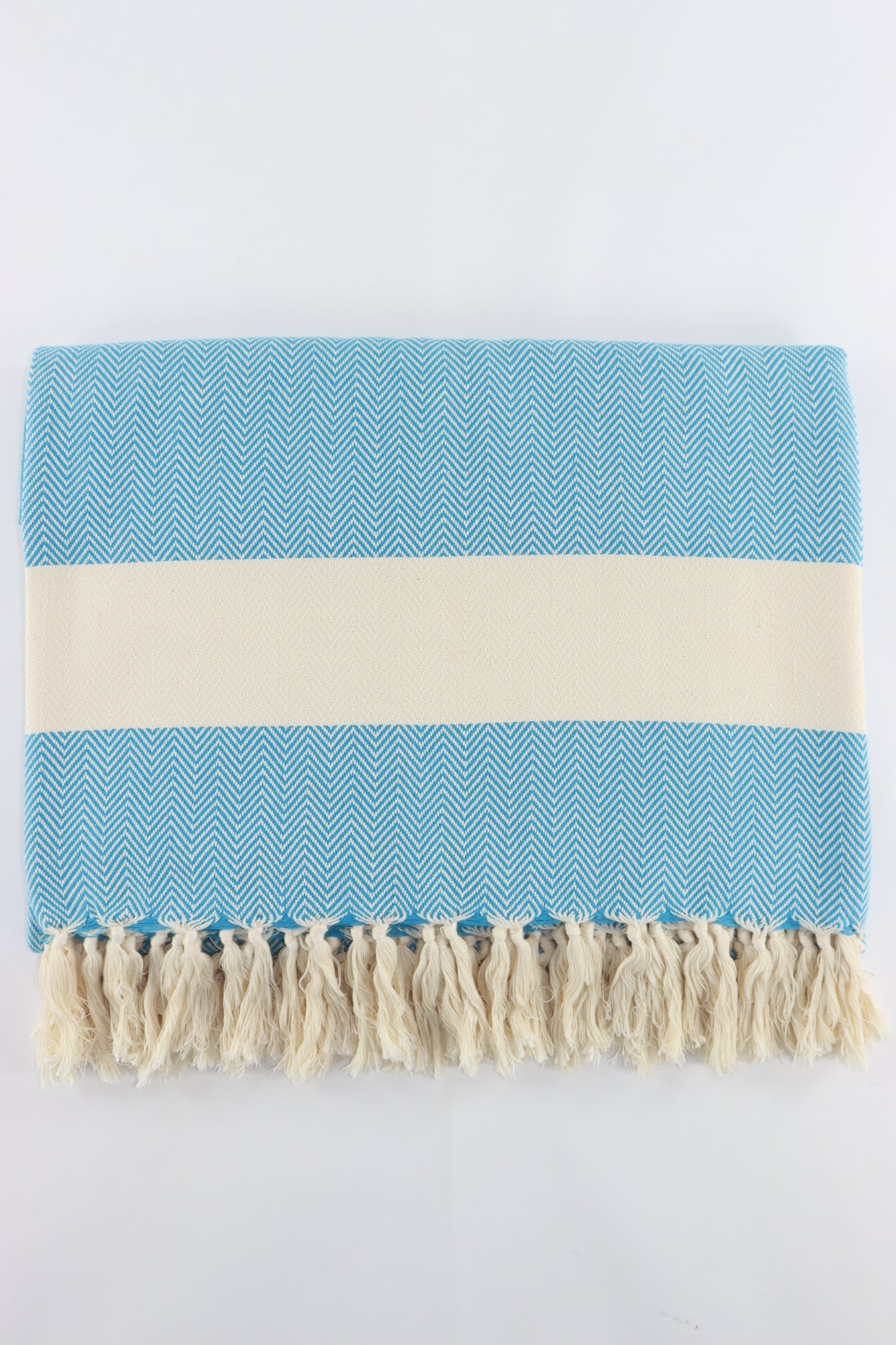 Premium Turkish Herringbone Blanket Throw (Teal Blue)