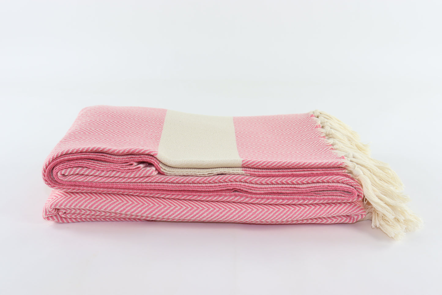 Premium Turkish Herringbone Blanket Throw (Pink)