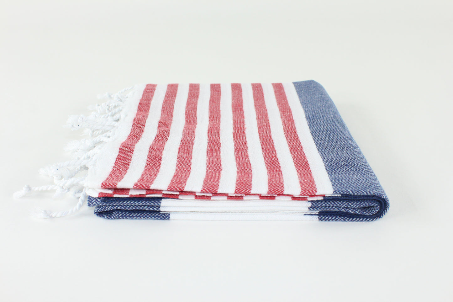 Premium Turkish Striped Towel Peshtemal Fouta (Red & Navy Blue & White)