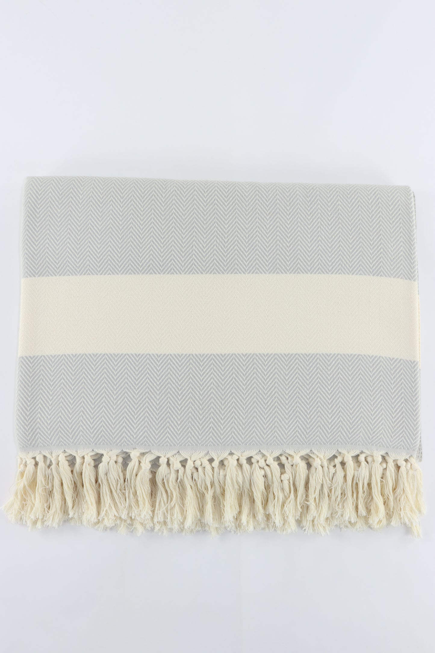 Premium Turkish Herringbone Blanket Throw (Light Gray)
