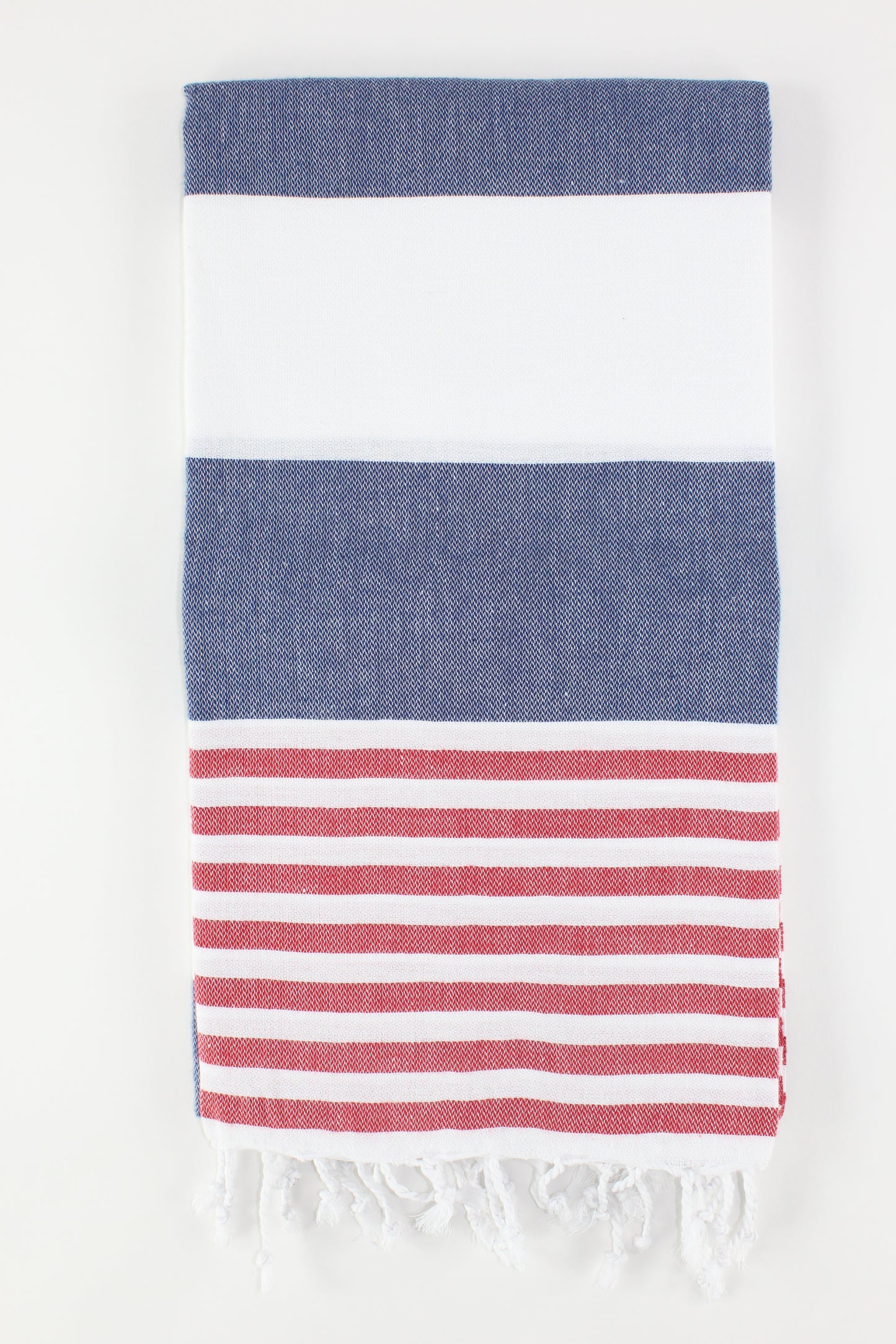 Premium Turkish Striped Towel Peshtemal Fouta (Red & Navy Blue & White)
