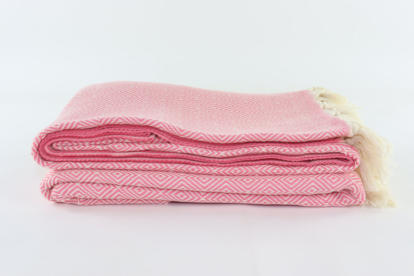 Premium Turkish Plain Diamond Blanket Throw (Pink)