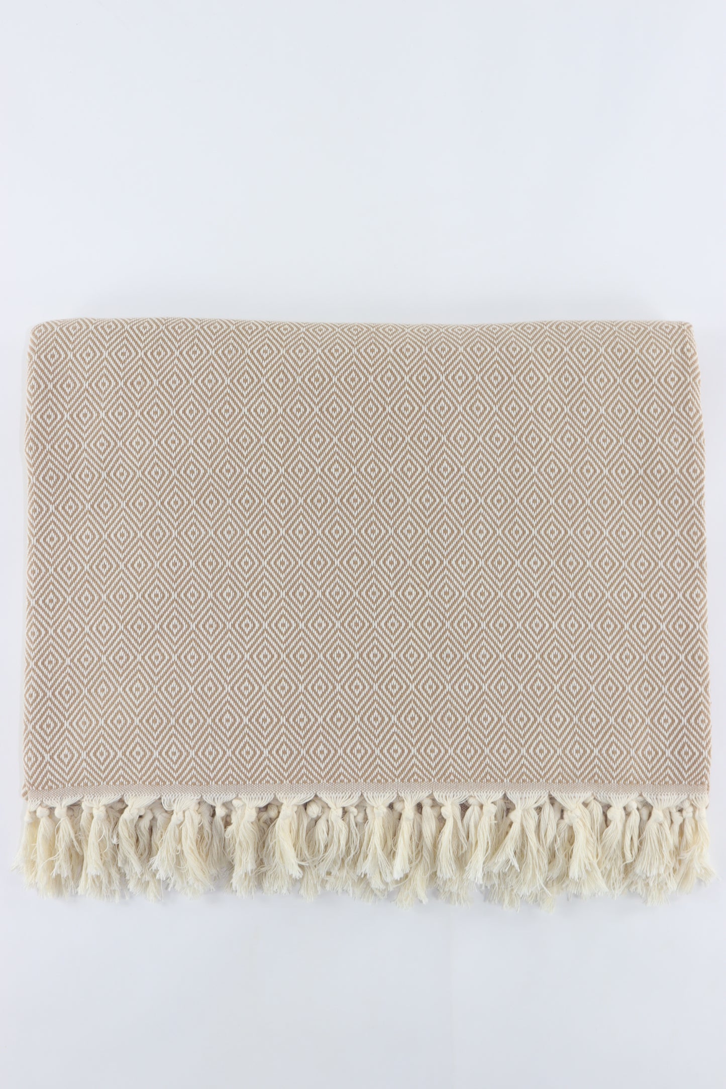 Premium Turkish Plain Diamond Blanket Throw (Light Brown)