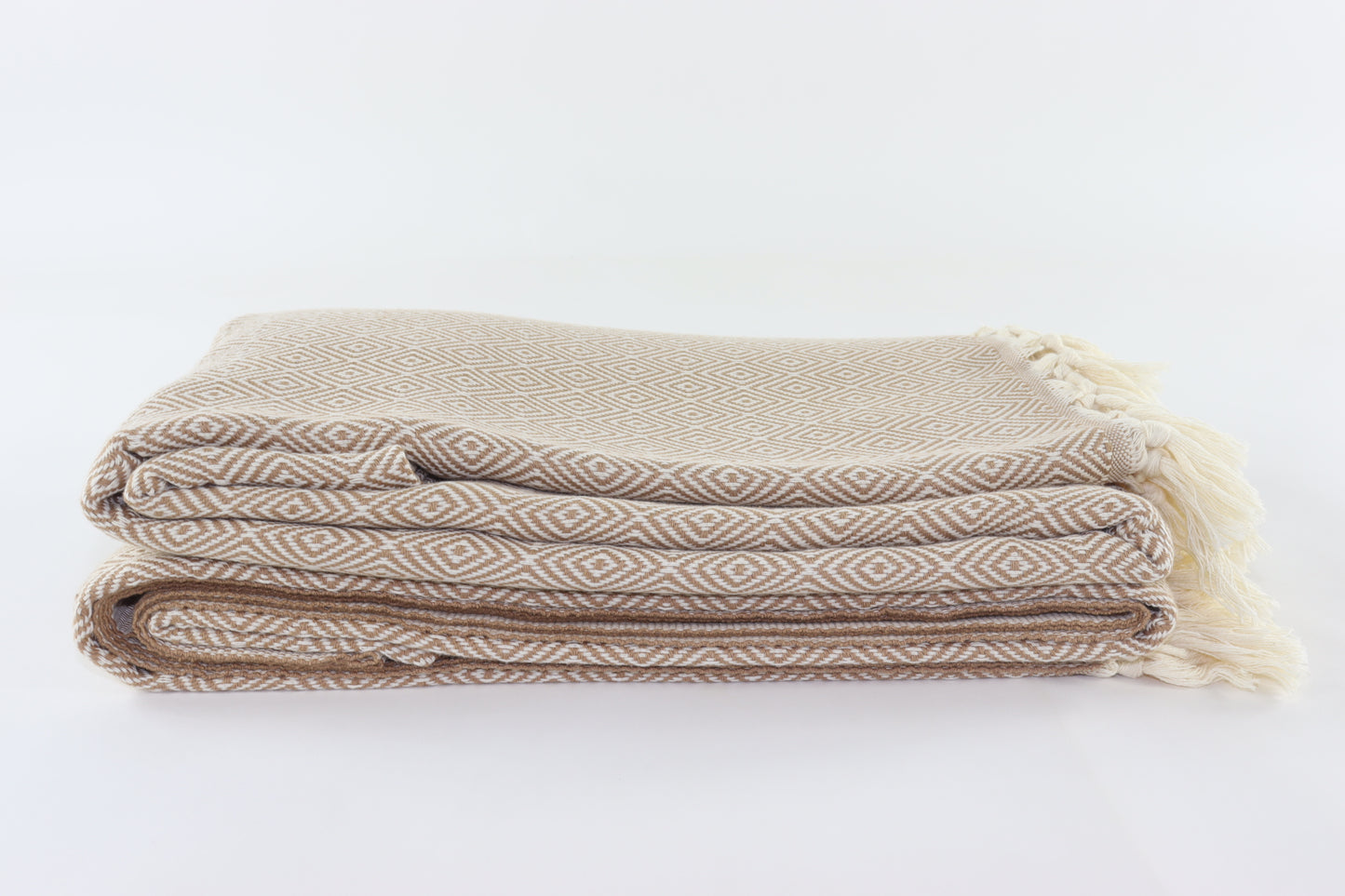 Premium Turkish Plain Diamond Blanket Throw (Light Brown)
