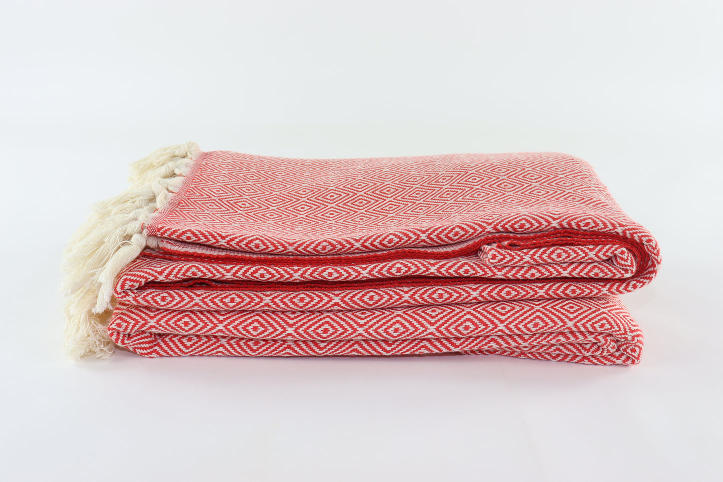 Premium Turkish Plain Diamond Blanket Throw (Red)