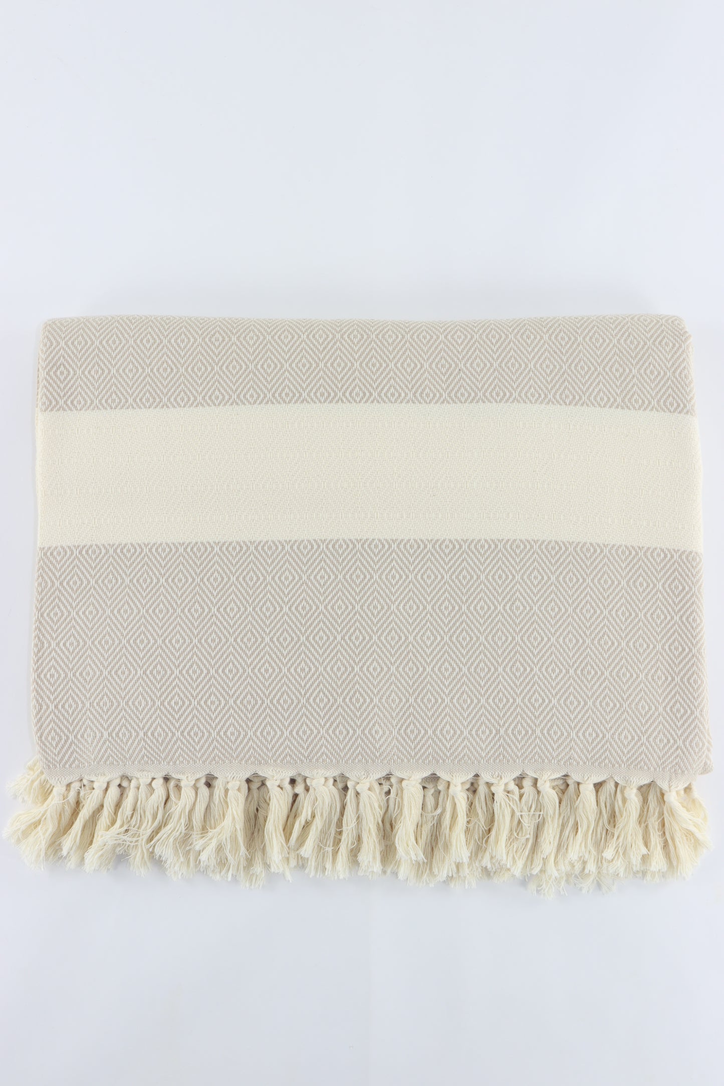 Premium Turkish Diamond Blanket Throw (Beige)