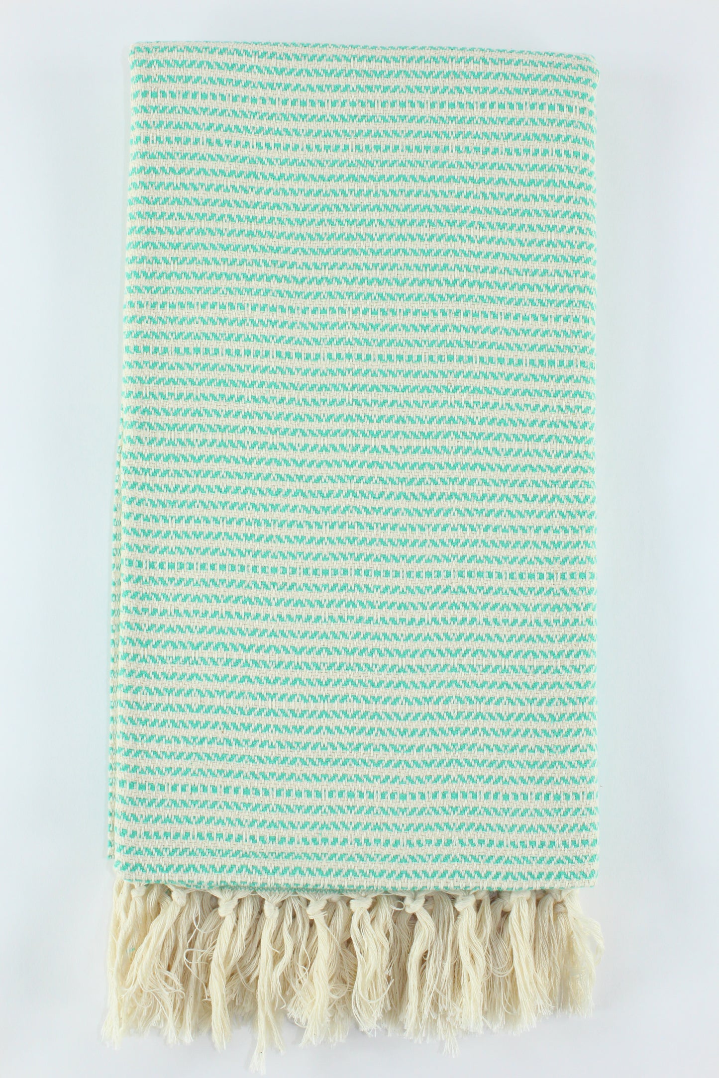 Premium Turkish Striped Diamond Towel Peshtemal Fouta (Seafoam Green)