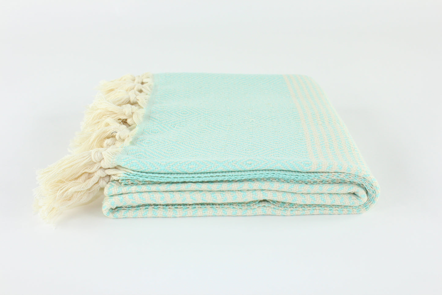 Premium Turkish Striped Diamond Towel Peshtemal Fouta (Mint)