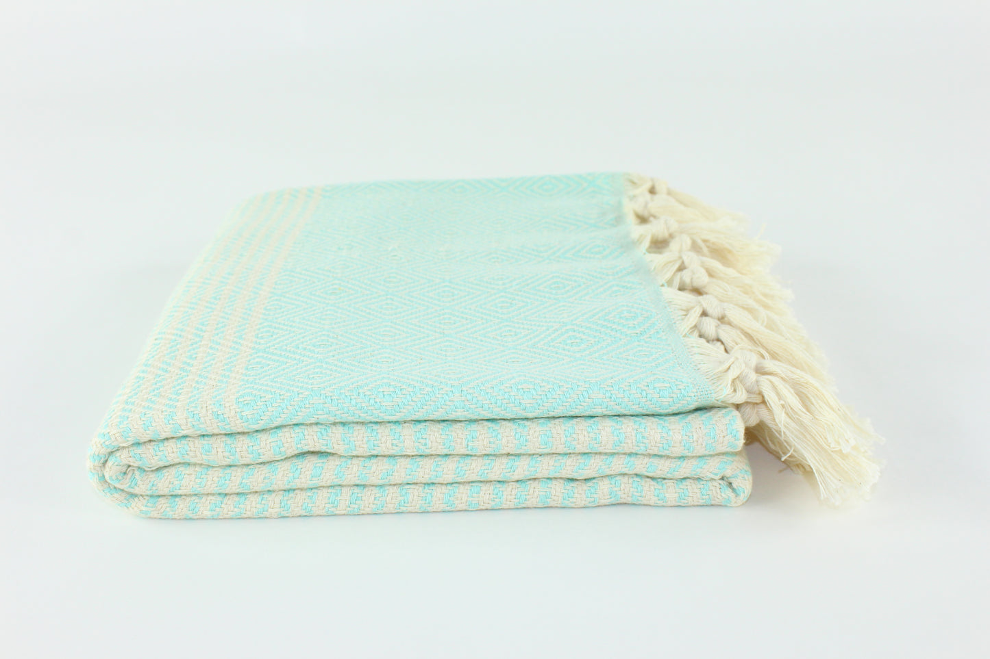 Premium Turkish Striped Diamond Towel Peshtemal Fouta (Mint)