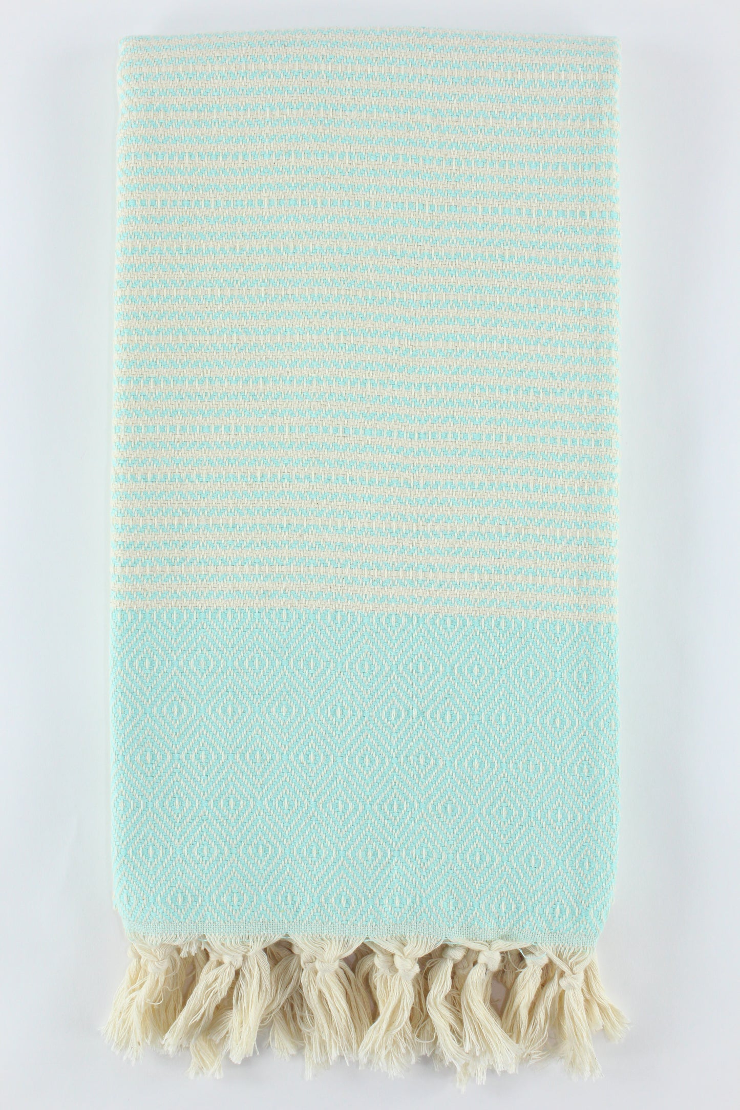 Premium Turkish Striped Diamond Towel Peshtemal Fouta (Mint)