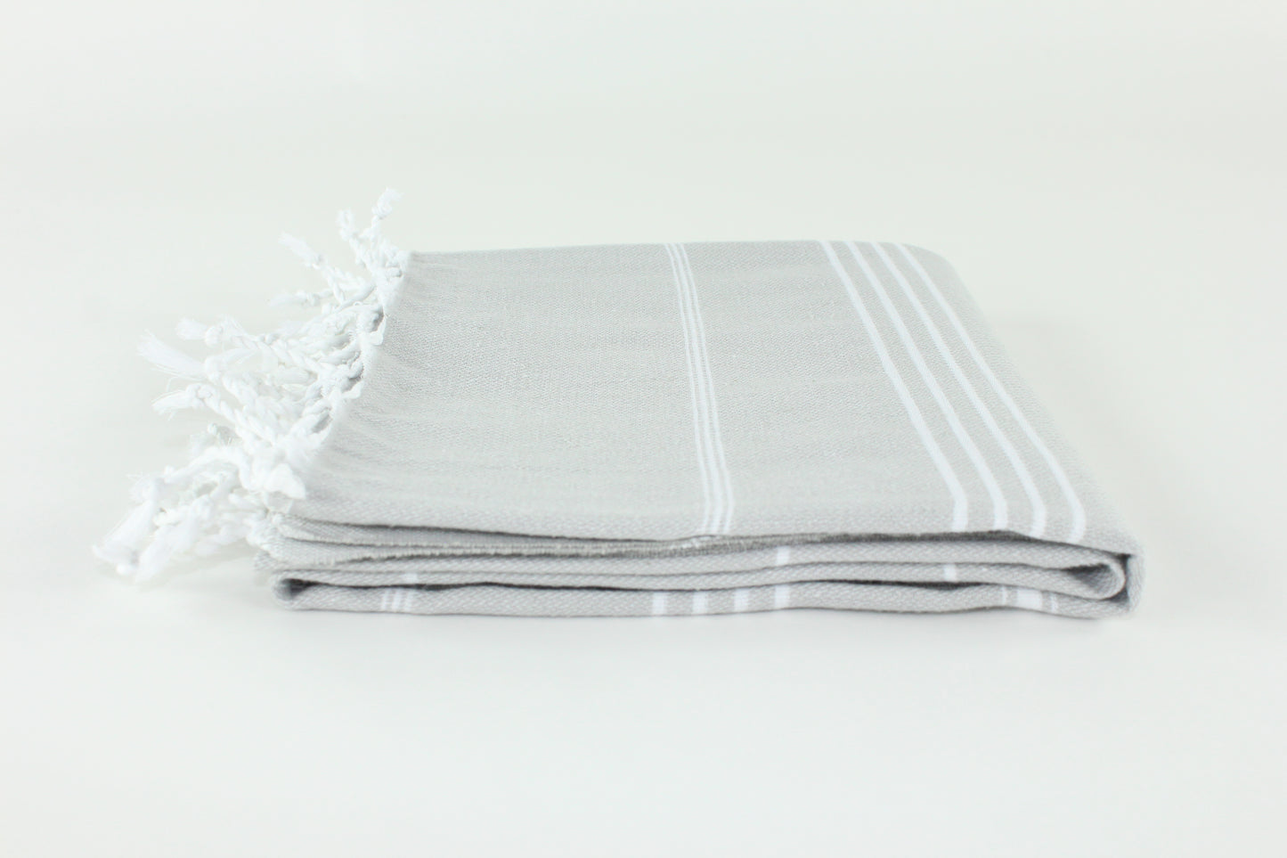 Premium Turkish Classic Striped Towel Peshtemal Fouta (Light Gray)