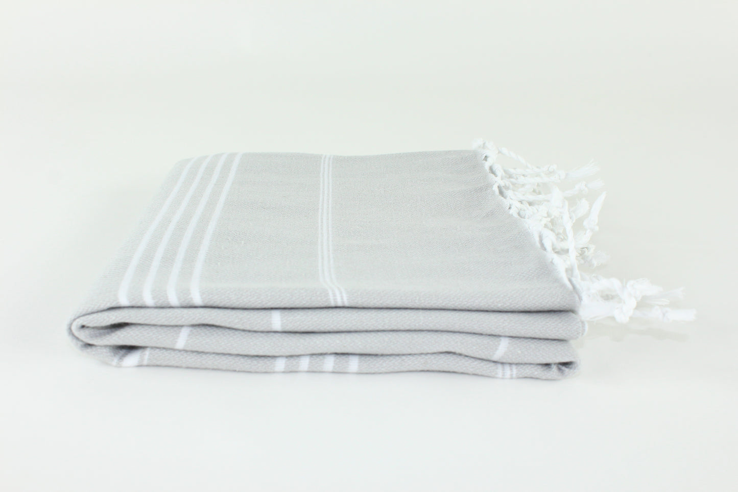 Premium Turkish Classic Striped Towel Peshtemal Fouta (Light Gray)