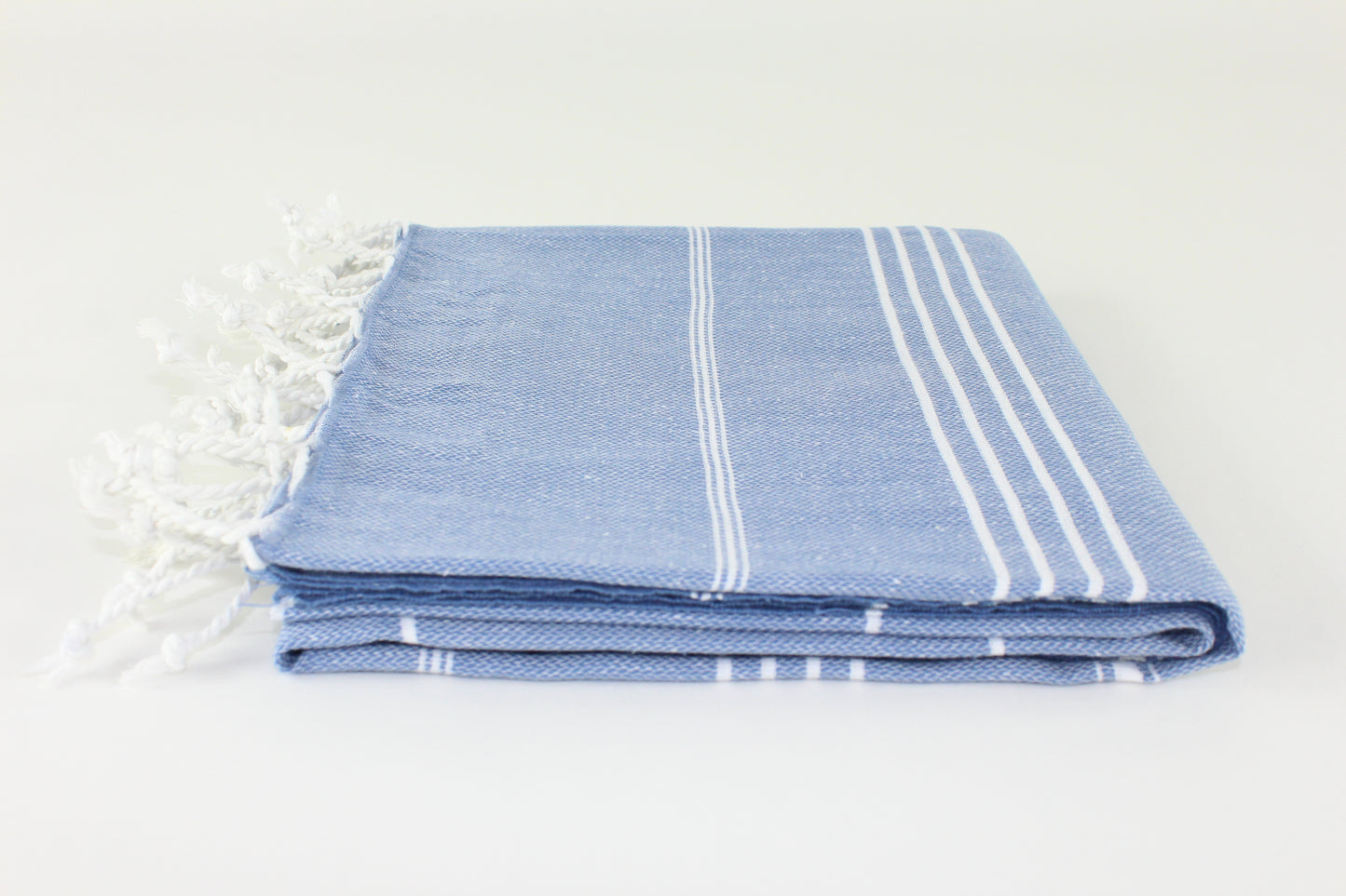 Premium Turkish Classic Striped Towel Peshtemal Fouta (Denim Blue)
