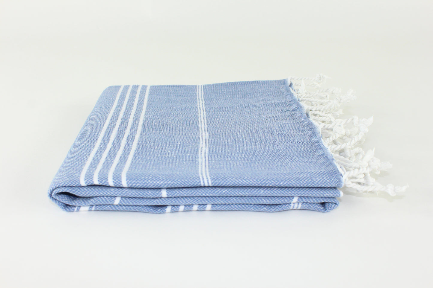 Premium Turkish Classic Striped Towel Peshtemal Fouta (Denim Blue)