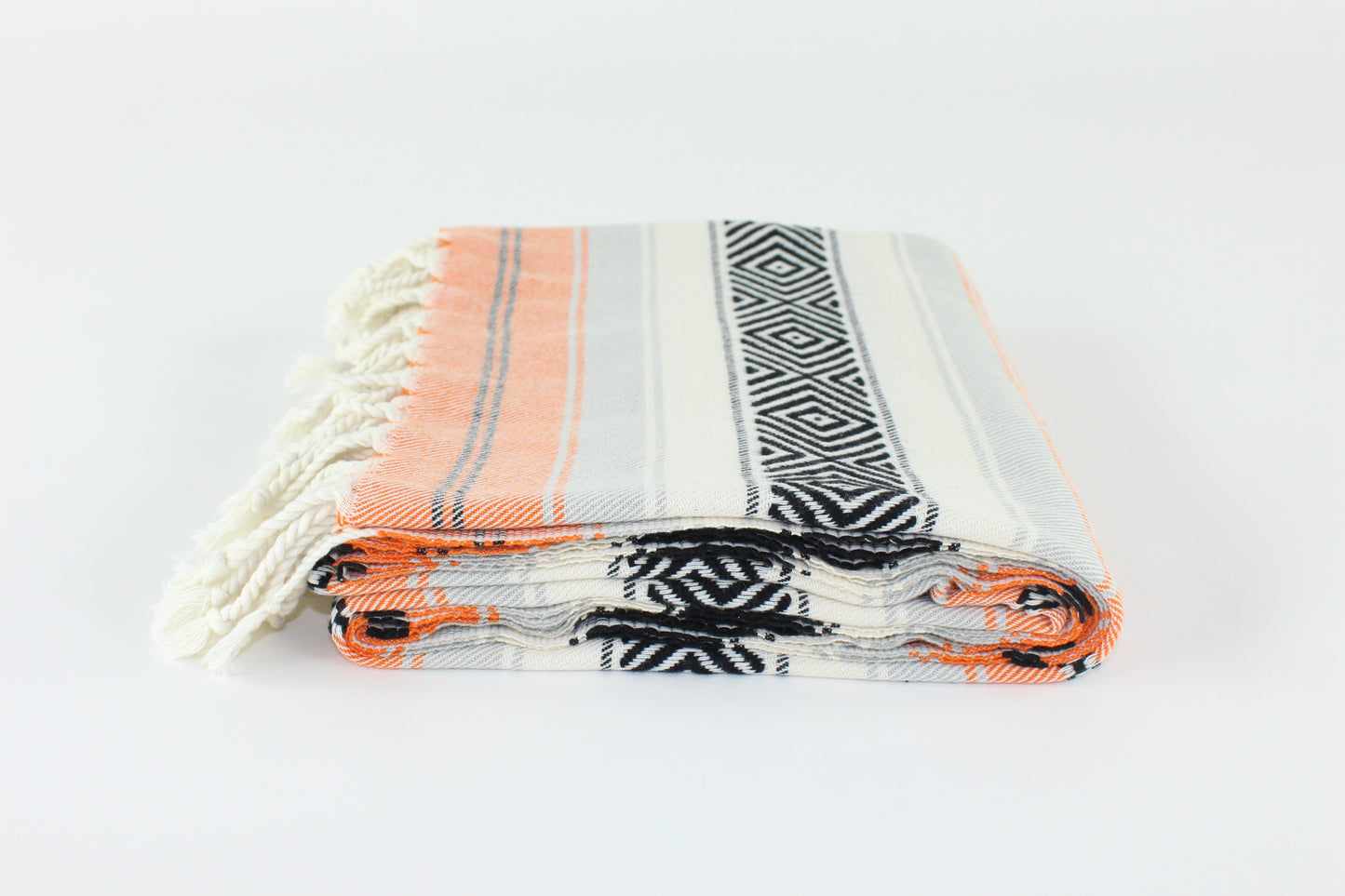 Premium Turkish Diamond Harmony Towel Peshtemal Fouta (Orange & Black & Gray)