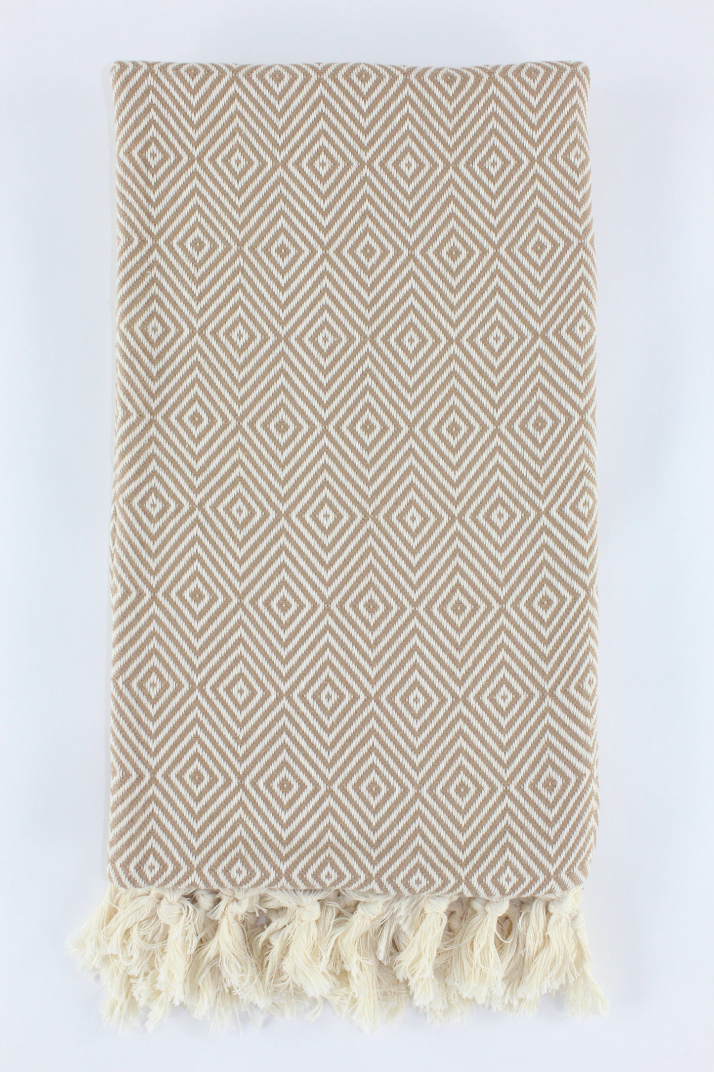 Premium Turkish Plain Diamond Towel Peshtemal Fouta (Light Brown)