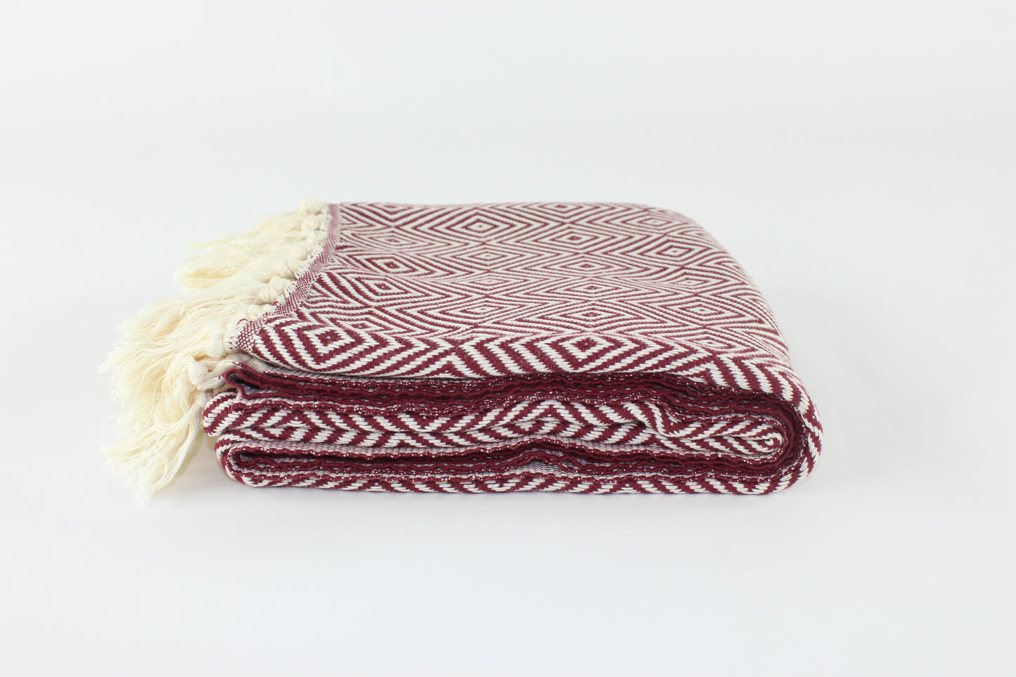 Premium Turkish Plain Diamond Towel Peshtemal Fouta (Burgundy)