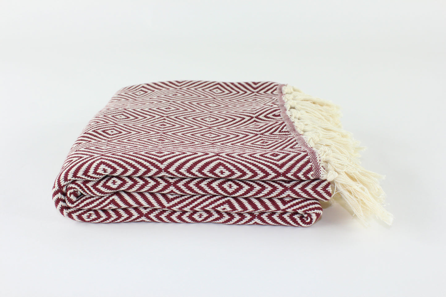 Premium Turkish Plain Diamond Towel Peshtemal Fouta (Burgundy)