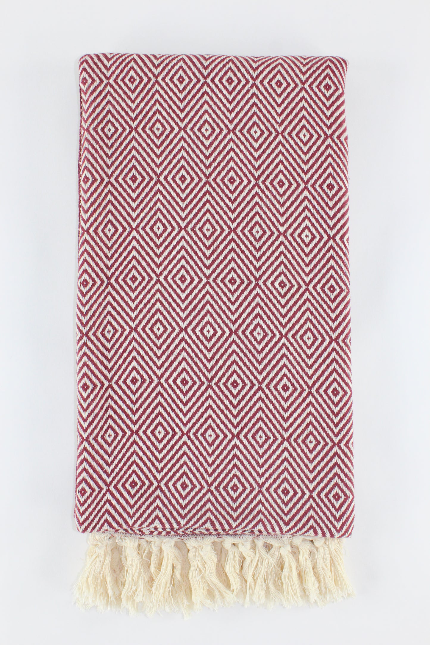 Premium Turkish Plain Diamond Towel Peshtemal Fouta (Burgundy)