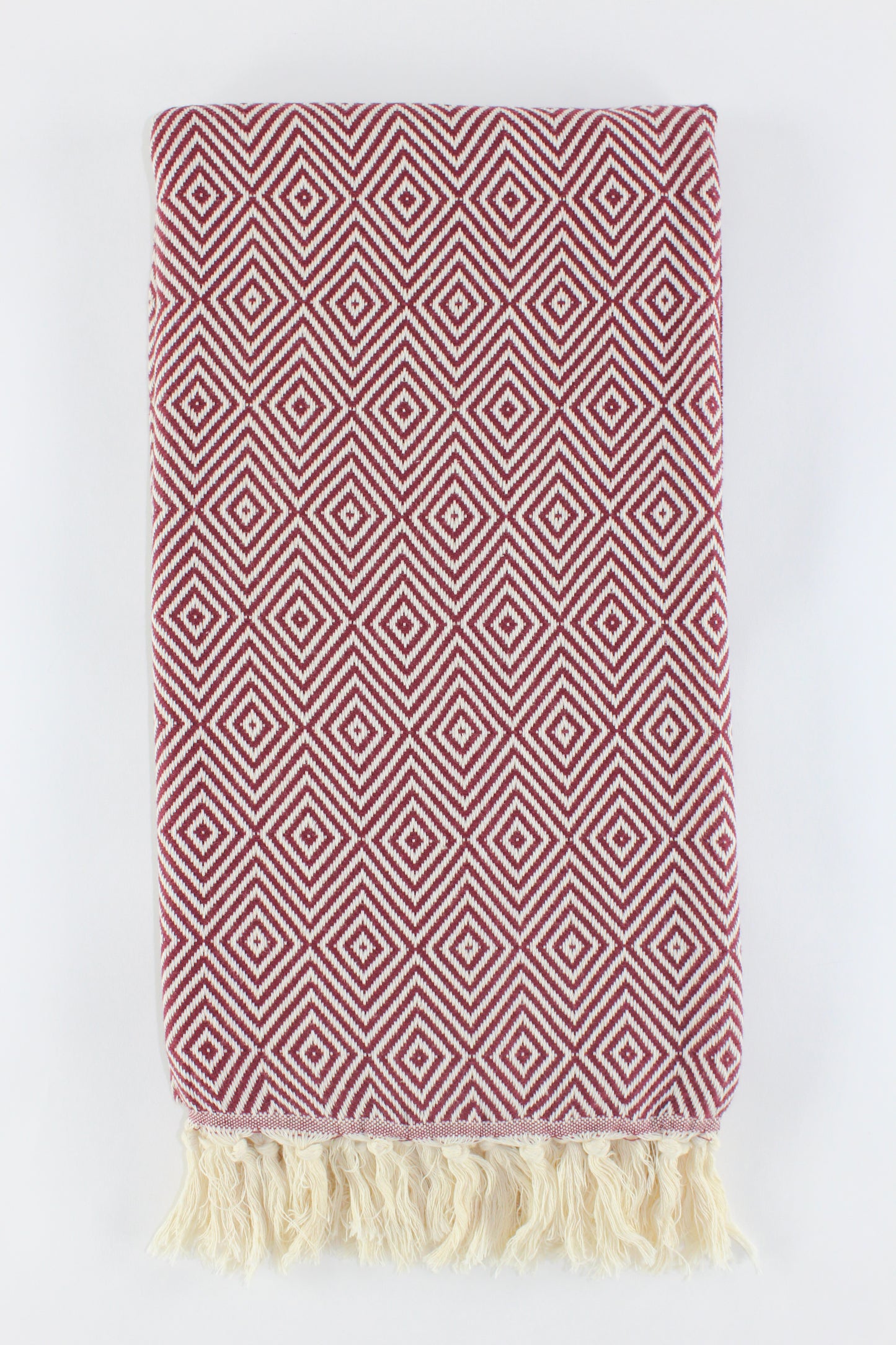 Premium Turkish Plain Diamond Towel Peshtemal Fouta (Burgundy)