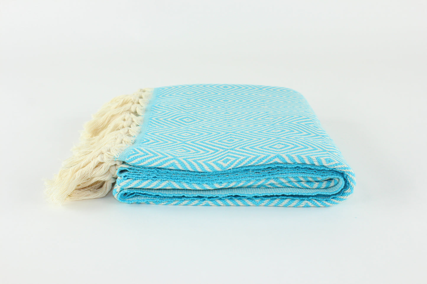 Premium Turkish Plain Diamond Towel Peshtemal Fouta (Turquoise Blue)