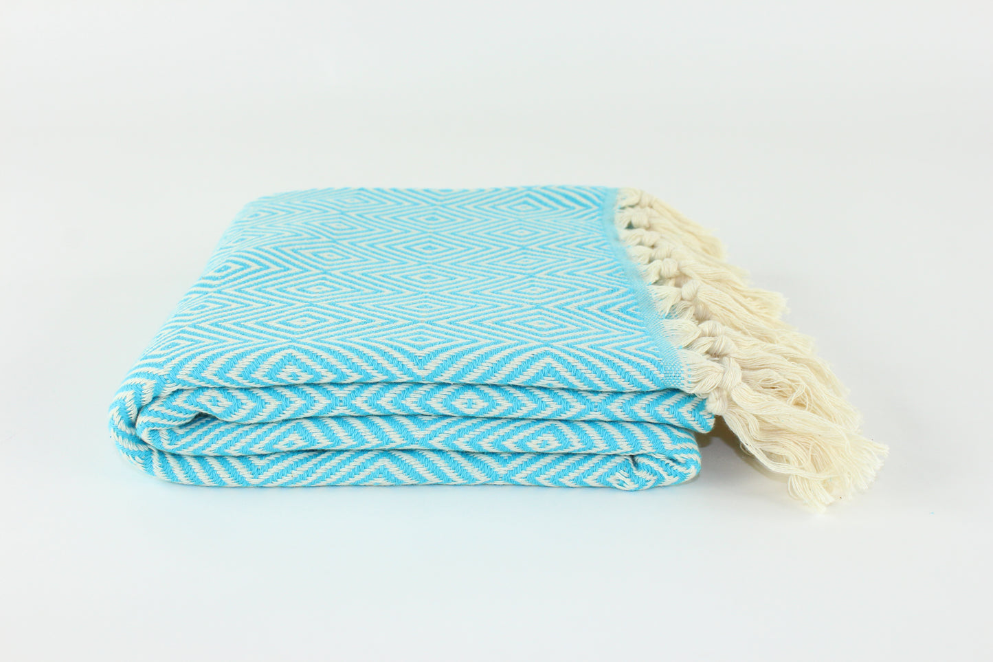 Premium Turkish Plain Diamond Towel Peshtemal Fouta (Turquoise Blue)