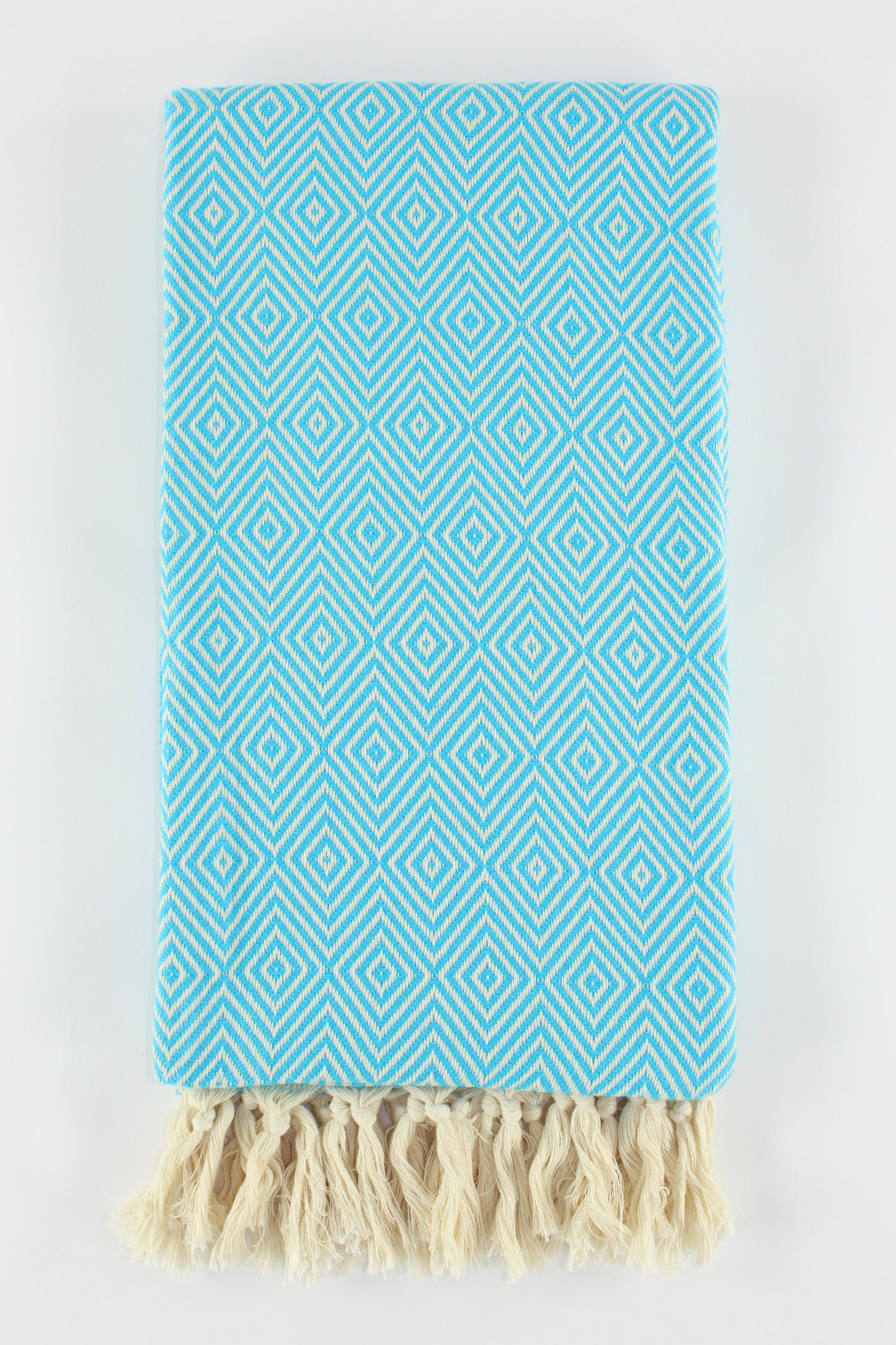 Premium Turkish Plain Diamond Towel Peshtemal Fouta (Turquoise Blue)
