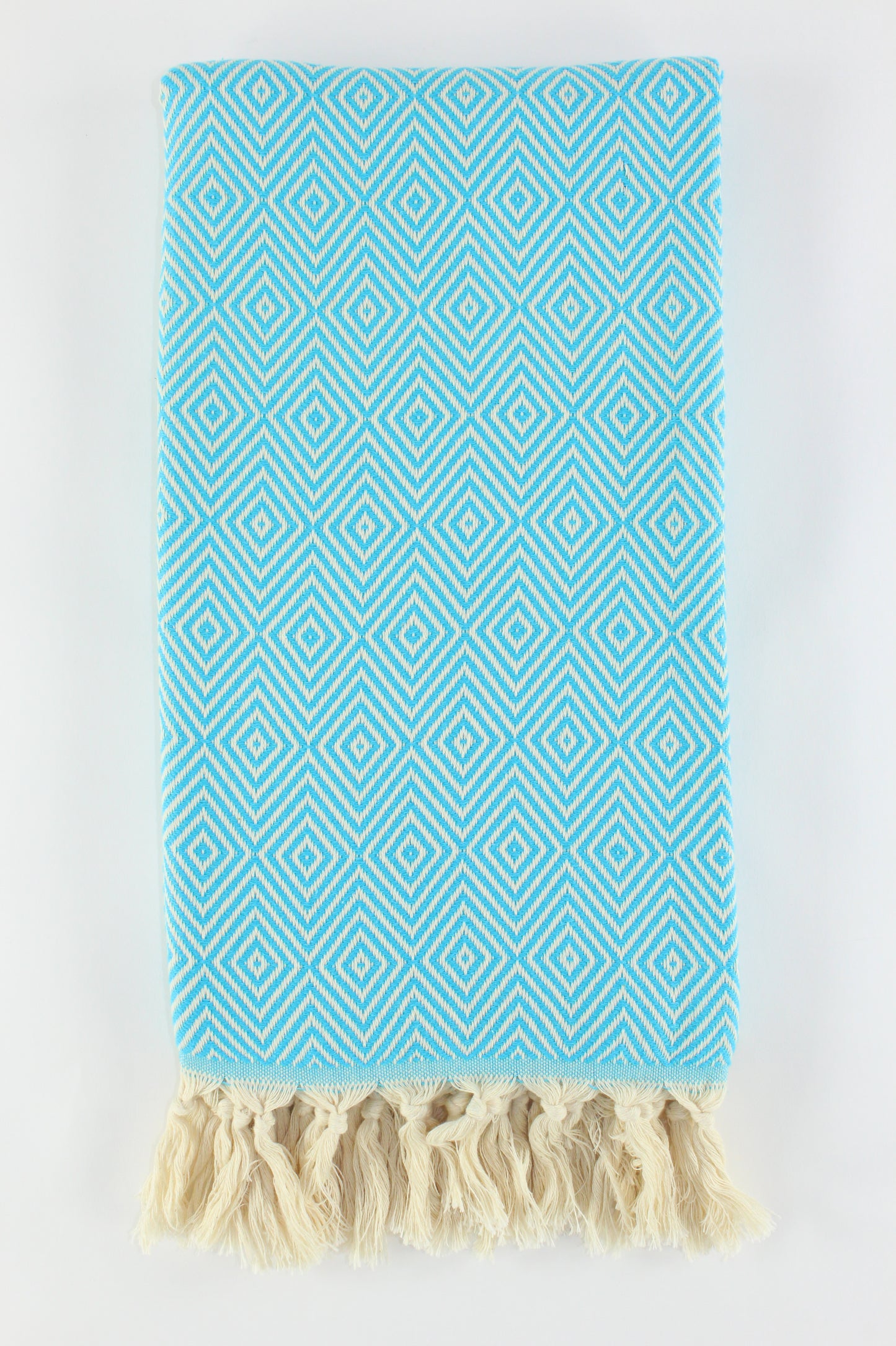 Premium Turkish Plain Diamond Towel Peshtemal Fouta (Turquoise Blue)