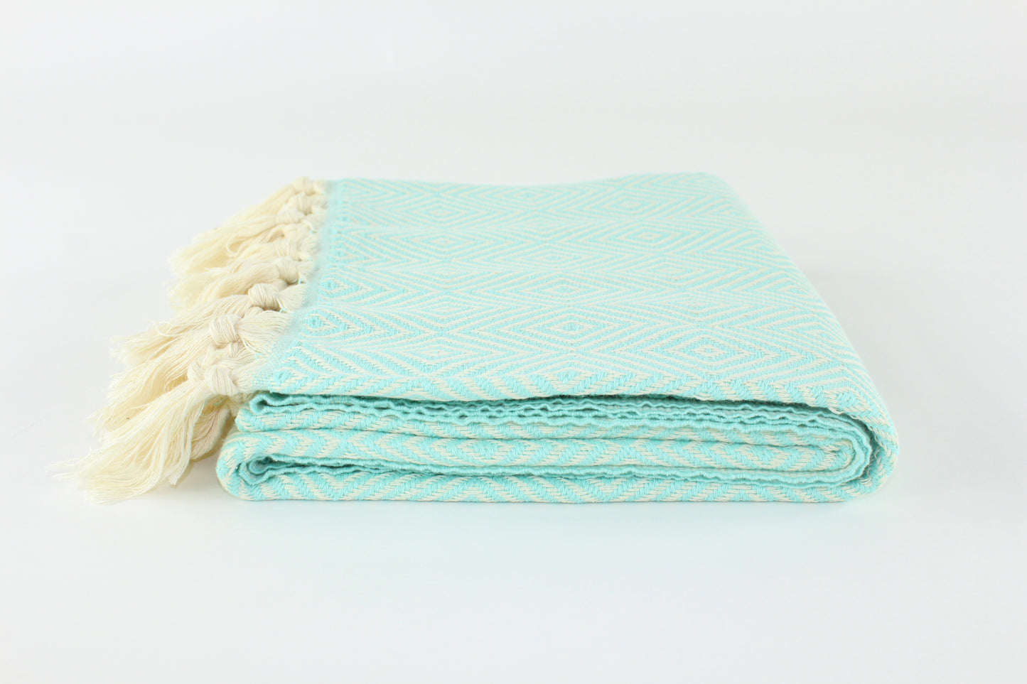 Premium Turkish Plain Diamond Towel Peshtemal Fouta (Mint)
